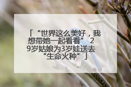 “世界这么美好，我想带她一起看看” 29岁姑娘为3岁娃送去“生命火种”