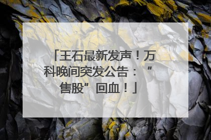 王石最新发声！万科晚间突发公告：“售股”回血！
