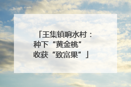 王集镇响水村：种下“黄金桃” 收获“致富果”