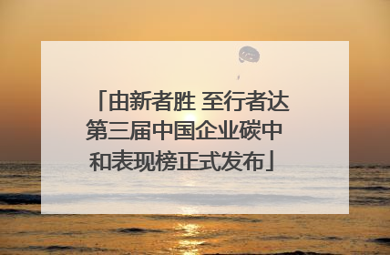 由新者胜 至行者达 第三届中国企业碳中和表现榜正式发布