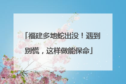 福建多地蛇出没！遇到别慌，这样做能保命