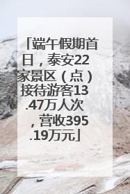 端午假期首日，泰安22家景区（点）接待游客13.47万人次，营收395.19万元