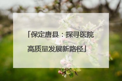保定唐县：探寻医院高质量发展新路径