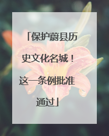 保护蔚县历史文化名城！这一条例批准通过