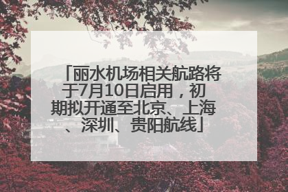 丽水机场相关航路将于7月10日启用，初期拟开通至北京、上海、深圳、贵阳航线