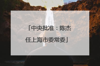 中央批准：陈杰任上海市委常委