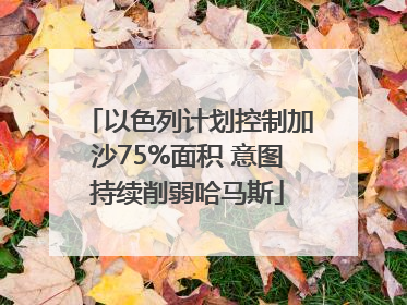 以色列计划控制加沙75%面积 意图持续削弱哈马斯