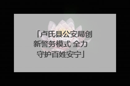 卢氏县公安局创新警务模式 全力守护百姓安宁