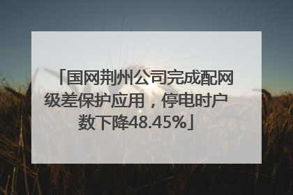 国网荆州公司完成配网级差保护应用，停电时户数下降48.45%