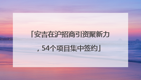 安吉在沪招商引资聚新力，54个项目集中签约