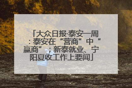 大众日报·泰安一周：泰安在“营商”中“赢商”；新泰就业、宁阳夏收工作上要闻
