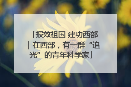 报效祖国 建功西部｜在西部，有一群“追光”的青年科学家