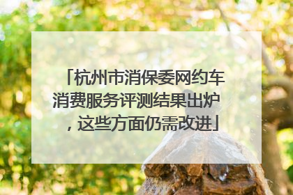 杭州市消保委网约车消费服务评测结果出炉，这些方面仍需改进
