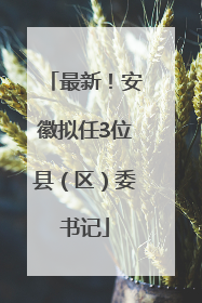 最新！安徽拟任3位县（区）委书记