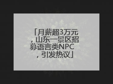 月薪超3万元，山东一景区招募语言类NPC，引发热议