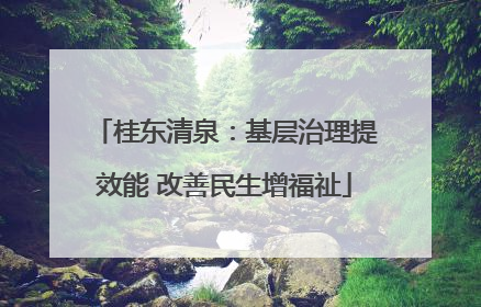 桂东清泉：基层治理提效能 改善民生增福祉