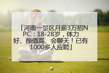 河南一景区月薪3万招NPC：18-28岁，体力好、颜值高、会聊天！已有1000多人应聘