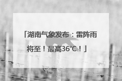 湖南气象发布：雷阵雨将至！最高36℃！