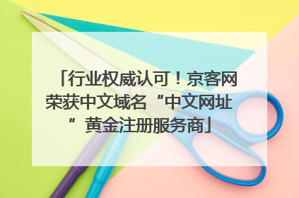 行业权威认可！京客网荣获中文域名“中文网址”黄金注册服务商