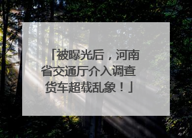 被曝光后，河南省交通厅介入调查货车超载乱象！