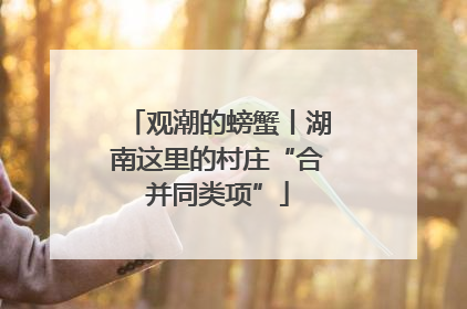 观潮的螃蟹丨湖南这里的村庄“合并同类项”