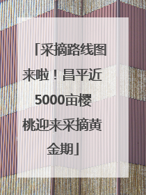 采摘路线图来啦！昌平近5000亩樱桃迎来采摘黄金期