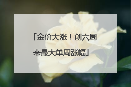 金价大涨！创六周来最大单周涨幅
