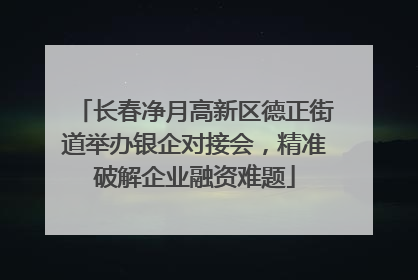 长春净月高新区德正街道举办银企对接会，精准破解企业融资难题