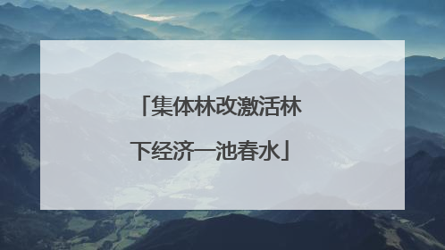 集体林改激活林下经济一池春水