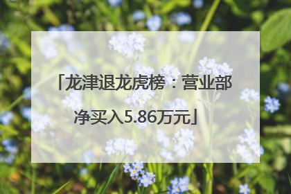 龙津退龙虎榜：营业部净买入5.86万元