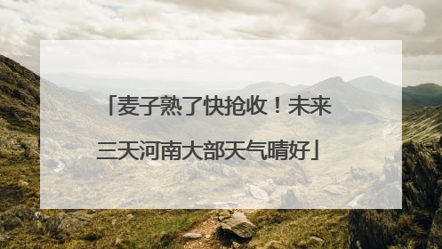 麦子熟了快抢收！未来三天河南大部天气晴好