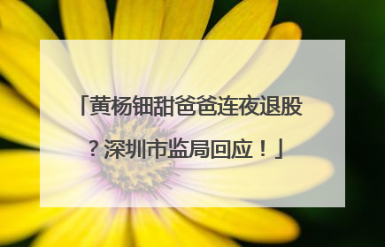 黄杨钿甜爸爸连夜退股？深圳市监局回应！