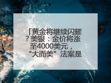 黄金将继续闪耀？美银：金价将涨至4000美元，“大而美”法案是关键！