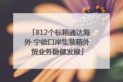 812个标箱通达海外 宁德口岸集装箱外贸业务稳健发展
